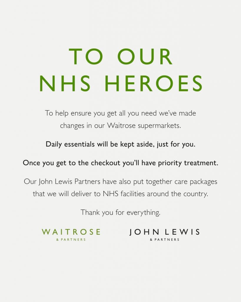 Waitrose makes changes instore for NHS staff So Counties